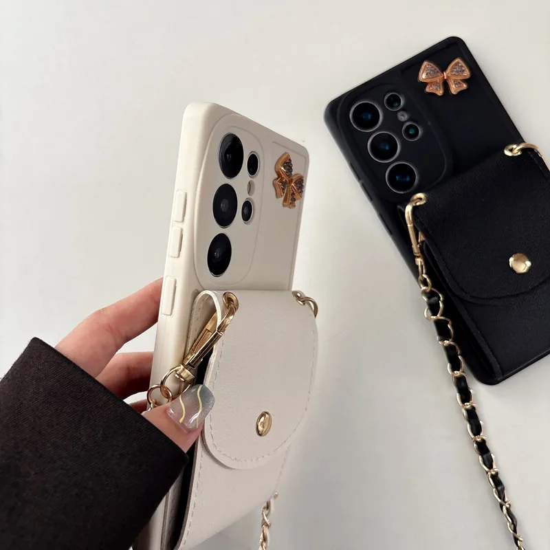 Versatile Lanyard Wallet Backpack Chain Phone Case with Soft Cover