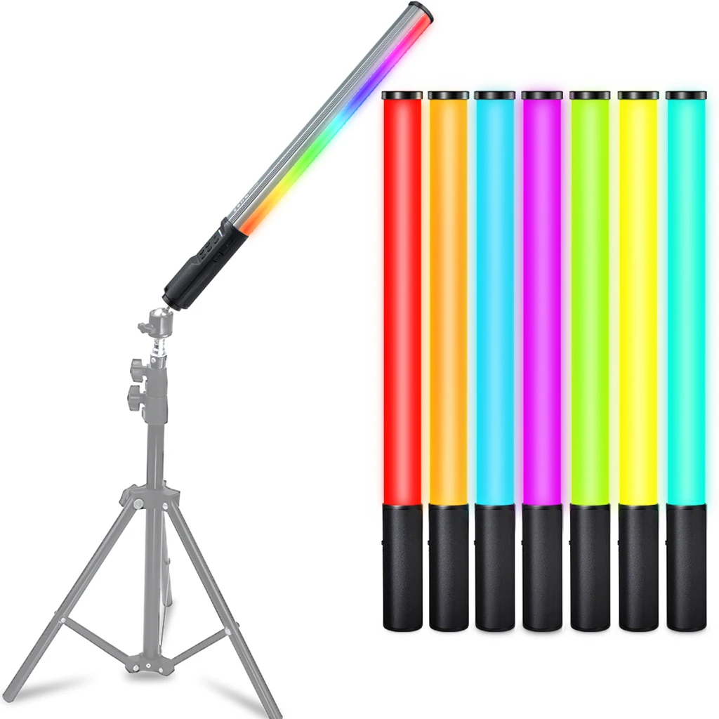 W150RGB 핸드헬드 RGB 라이트 튜브 LED 비디오 라이트 지팡이, 2500-9000K 밝기 조절 필 라이트, 브이로그 라이브 스트리밍 인물 사진