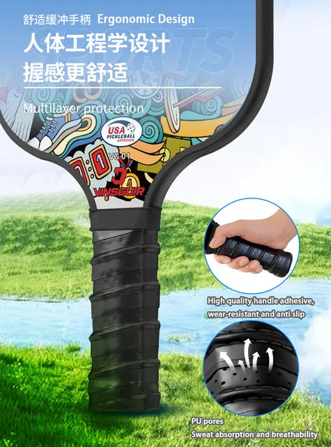 1set USAPA Approved Thermoformed Unibody T700 Raw Carbon Fiber Pickleball Paddle Spin For Adult and children's Pickleball Paddle 6