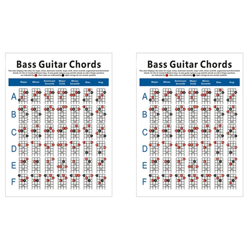 

2X Electric Bass Guitar Chord Chart 4 String Guitar Chord Fingering Diagram Exercise Diagram Small