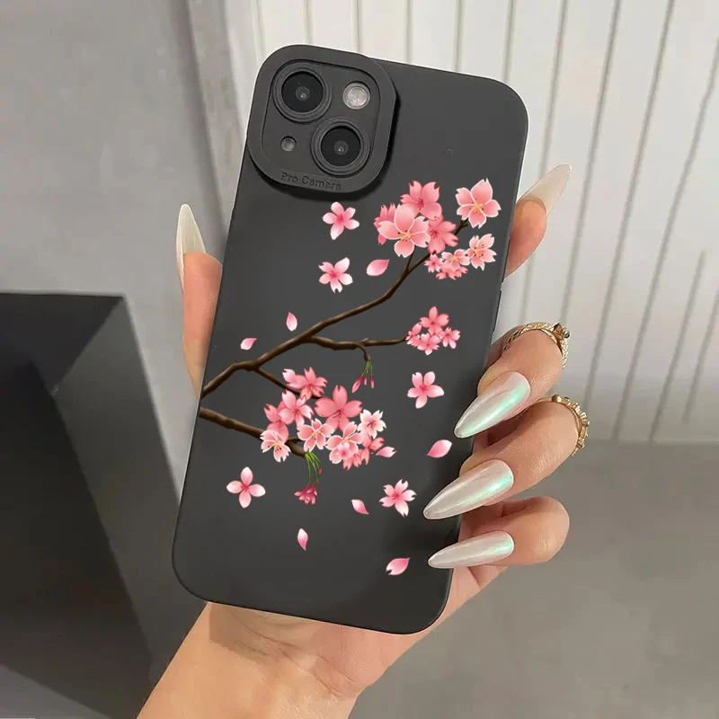 Pink Cherry Blossom Silicone Soft Phone Case