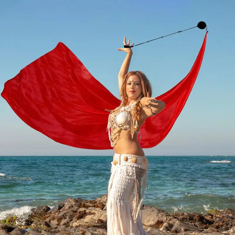 1pcs Belly Dance Veils Chiffon Handmade Gradual Color Veils Costume Accessory Colorful Worship Flags For Stage Performances