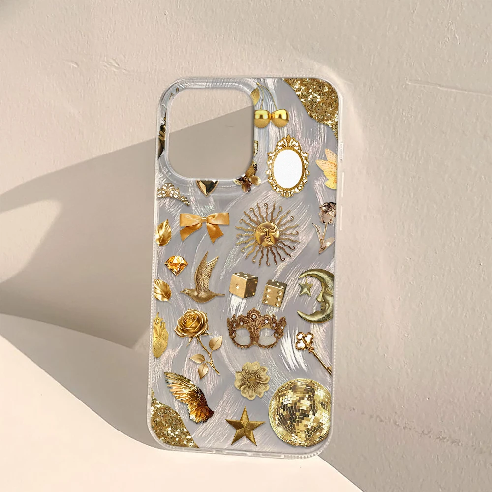 Golden Sun Cherry Feather Texture Phone Case Cover