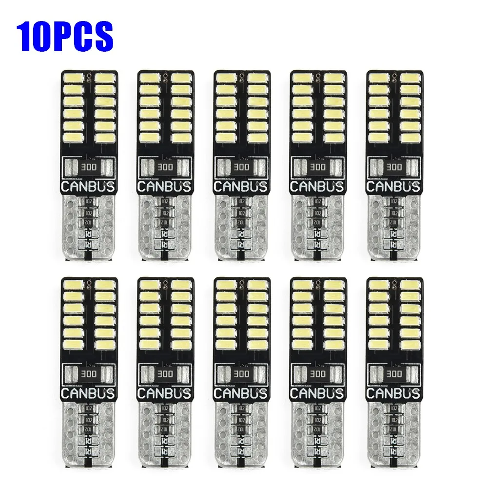 10PCS T10 W5W SMD 3014 24LED Car Wedge Clearance Lights Parking Light For Volvo S80L XC90 C70 V40 V50 V60 XC60 10pcs w5w led canbus bulb194 168 car lights t10 57smd wy5w 12v 3014 auto lamp lights marker light parking lamp motor wedge