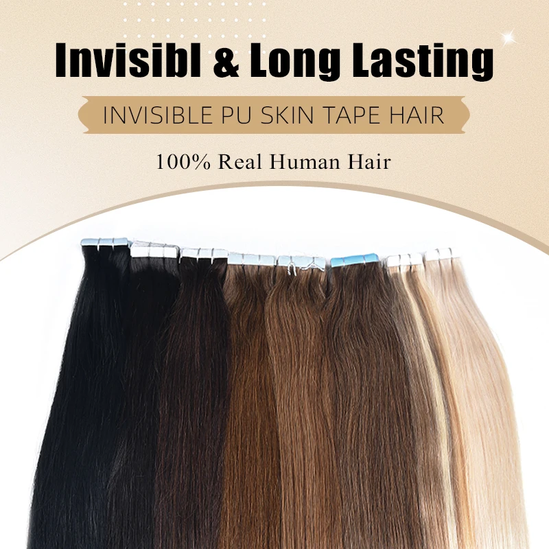Neitsi Invisible Tape In Human Hair Extensions PU Skin Weft Black Brown Color Seamless Injection Natural Tape Hair 10pcs/pack human hair extensions,hair extensions