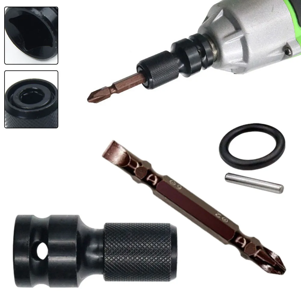 1/2 Square Drive To 1/4 Hex Shank Socket Converter Adapter With Screwdriver Bit For Electric Impact Driver Wrench Tool