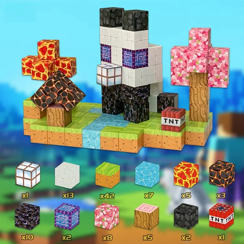 Magnetic Blocks-Build Mine Magnet Cube Set for Boys & Girls Age 3+,Sensory Toys for Puzzle Education Gifts Construction Toys