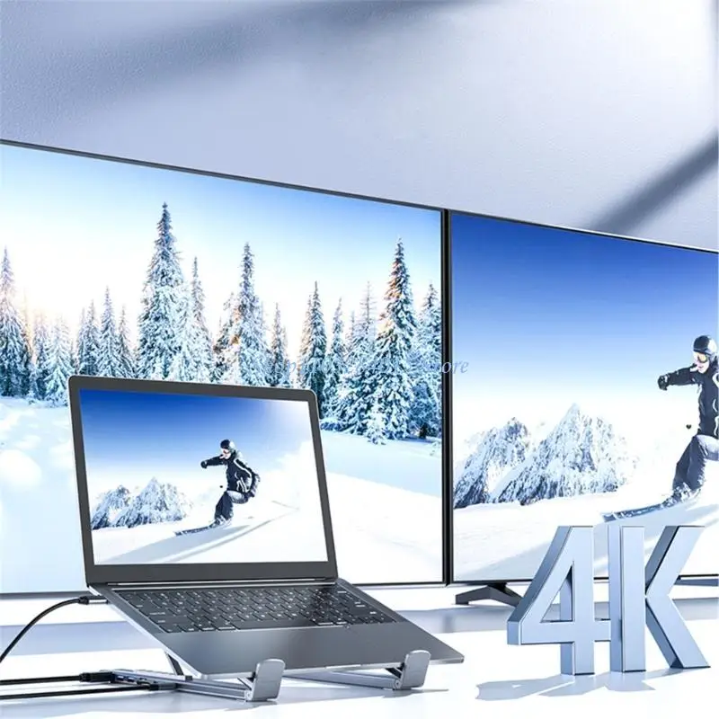 4K, USB3.0 및 유형 C 3 다중 데이터 전송 포트 USB C 스플리터 멀티 포트 익스 피더가있는 R6FF 알루미늄 타입 C 허브