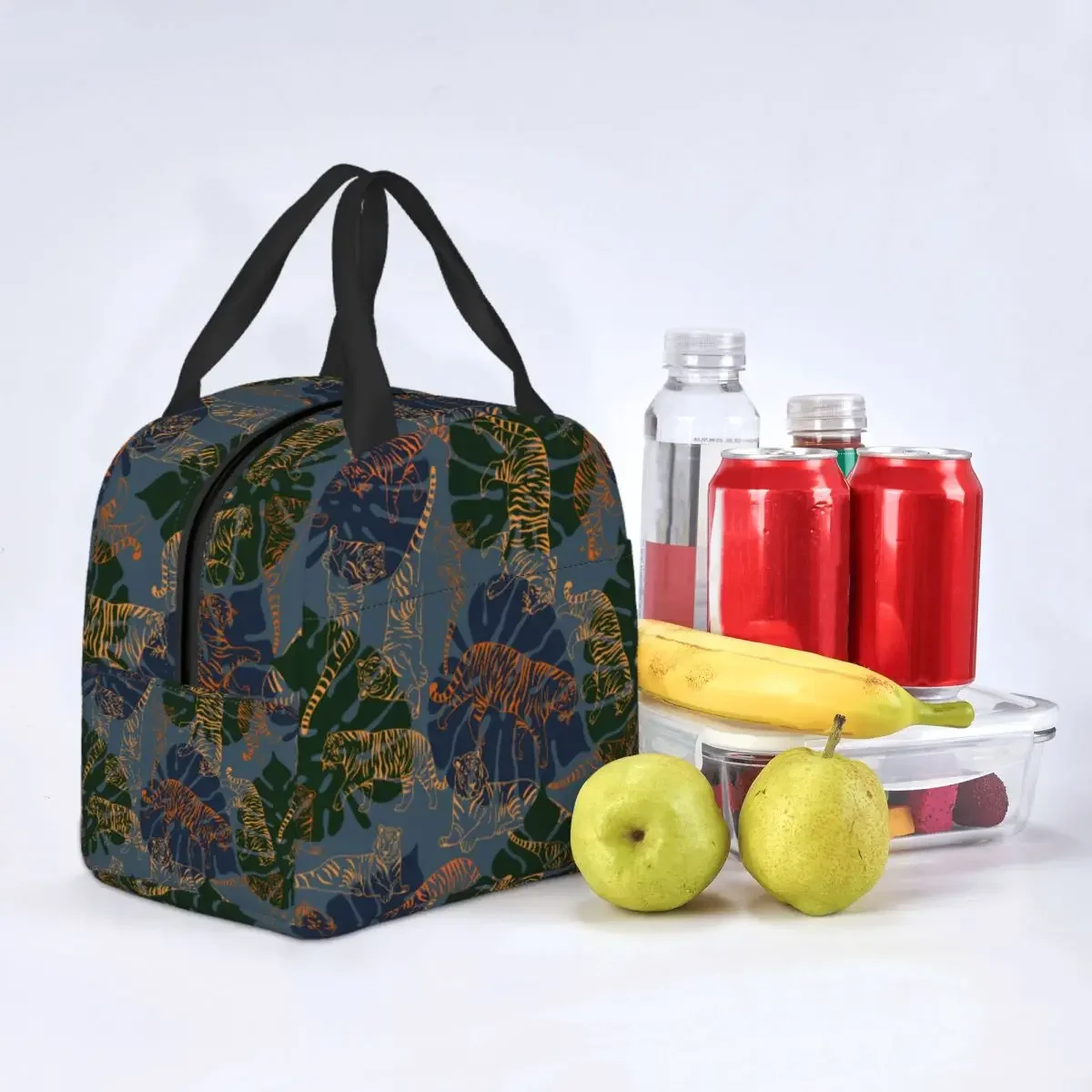 

Lunch Bags for Women Kids Tiger Psychedelic Thermal Cooler Portable Picnic Work Animal Jungle Canvas Tote Food Storage Bags