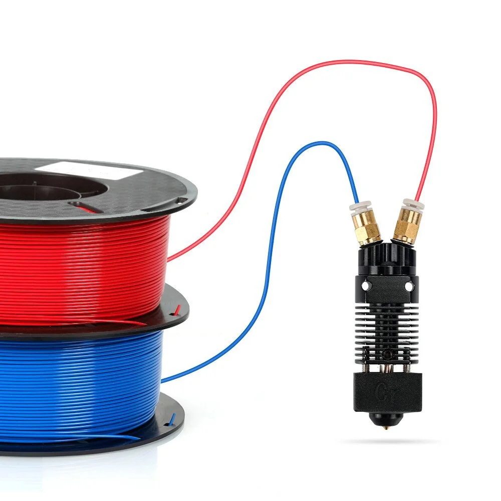 Dual-Color 3D Printer Hotend Kit - 2-in-1 Out Extrusion System