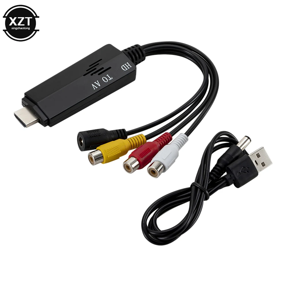 

1080P Cable HD HDMI-Compatible to AV RCA Black Converter Adapter Cable STB to Old TV HDMI-Compatible Input RCA Output Port