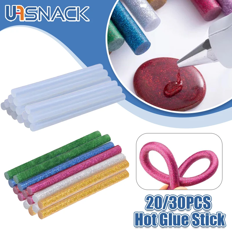 20/30Pcs Multicolor Hot Melt Glitter Glue Sticks 7mm Strong Viscosity for  Household Glue Gun Craft Repair Adhesive DIY Hand Tool