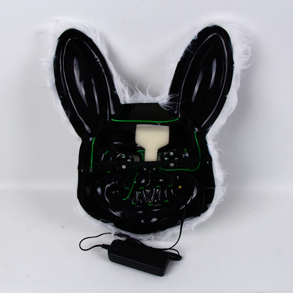 Hot Carnival EL Wire Bunny Mask Masquerade LED Rabbit Mask Glowing Halloween Party Mask For Birthday Wedding Party Cosplay Props