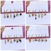 MIGGA 6pcs/set Villain Hoops Huggie Earrings Gold Color Cubic Zircon Women Jewelry 1