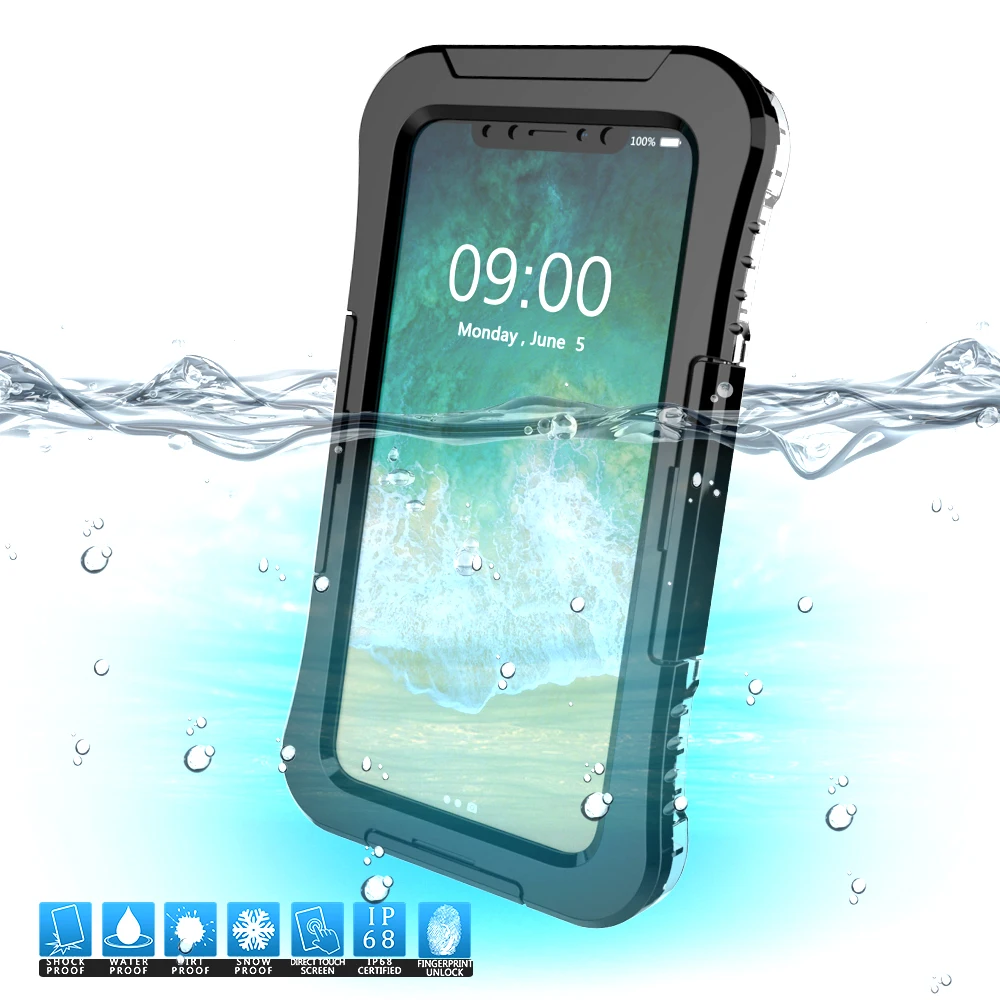 

Водонепроницаемый Чехол IP68 для телефона iPhone X XR XS Max 8 7 Plus 6 6S 360, тяжелый защитный противоударный чехол для iPhone 11 Pro Max