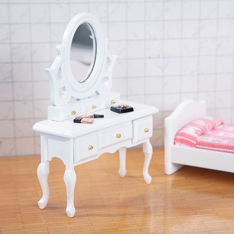 

1:12 Dollhouse Miniature Wooden Makeup Dressing Table Dressing Cabinet Furniture Scene Toy DollHouse Decor Dollhouse Accessories