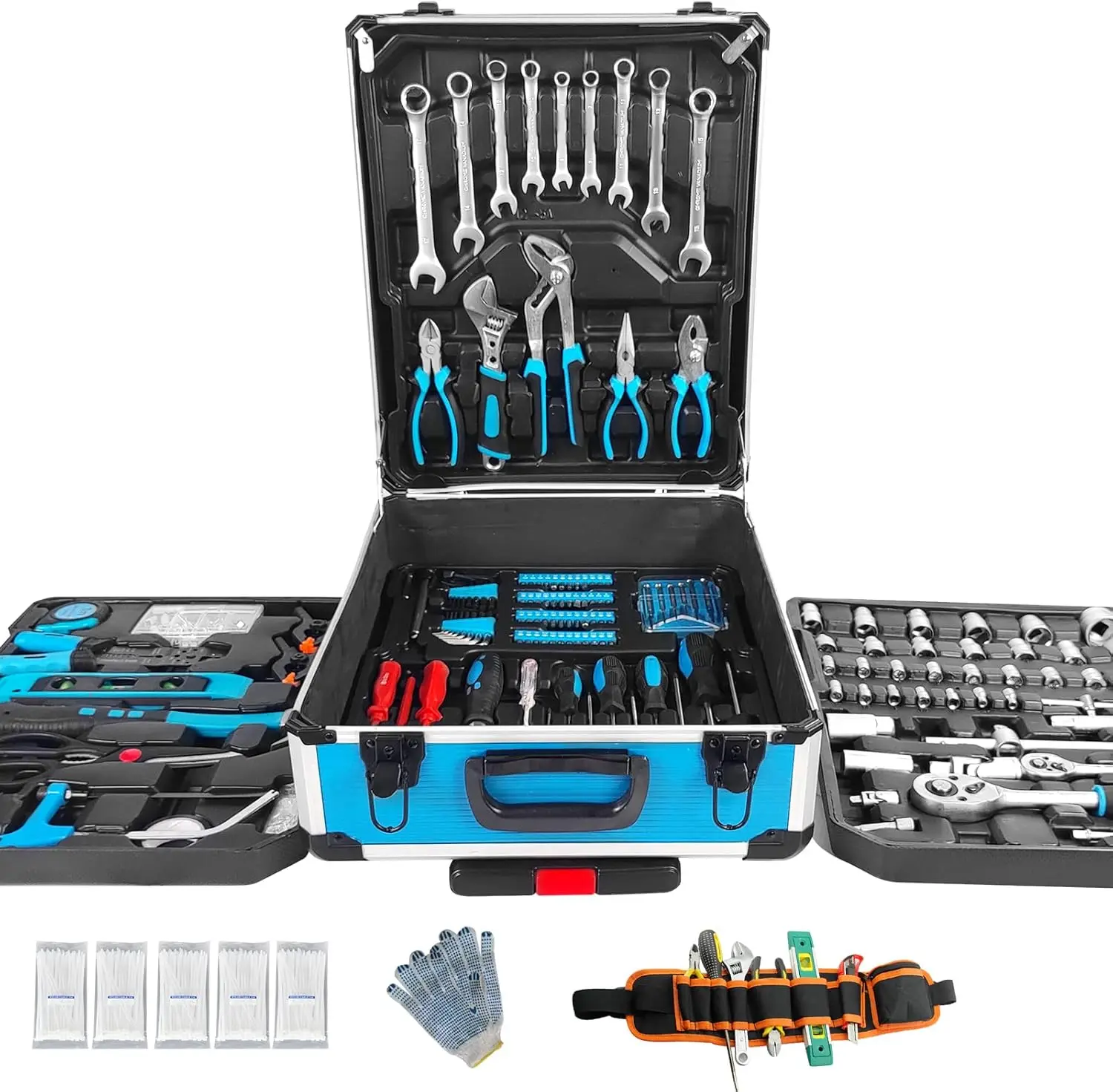 Tool Sets for Men Tool Box with Tools Kit with Rolling Complet Set Household Tool Set Aluminum Trolley 4