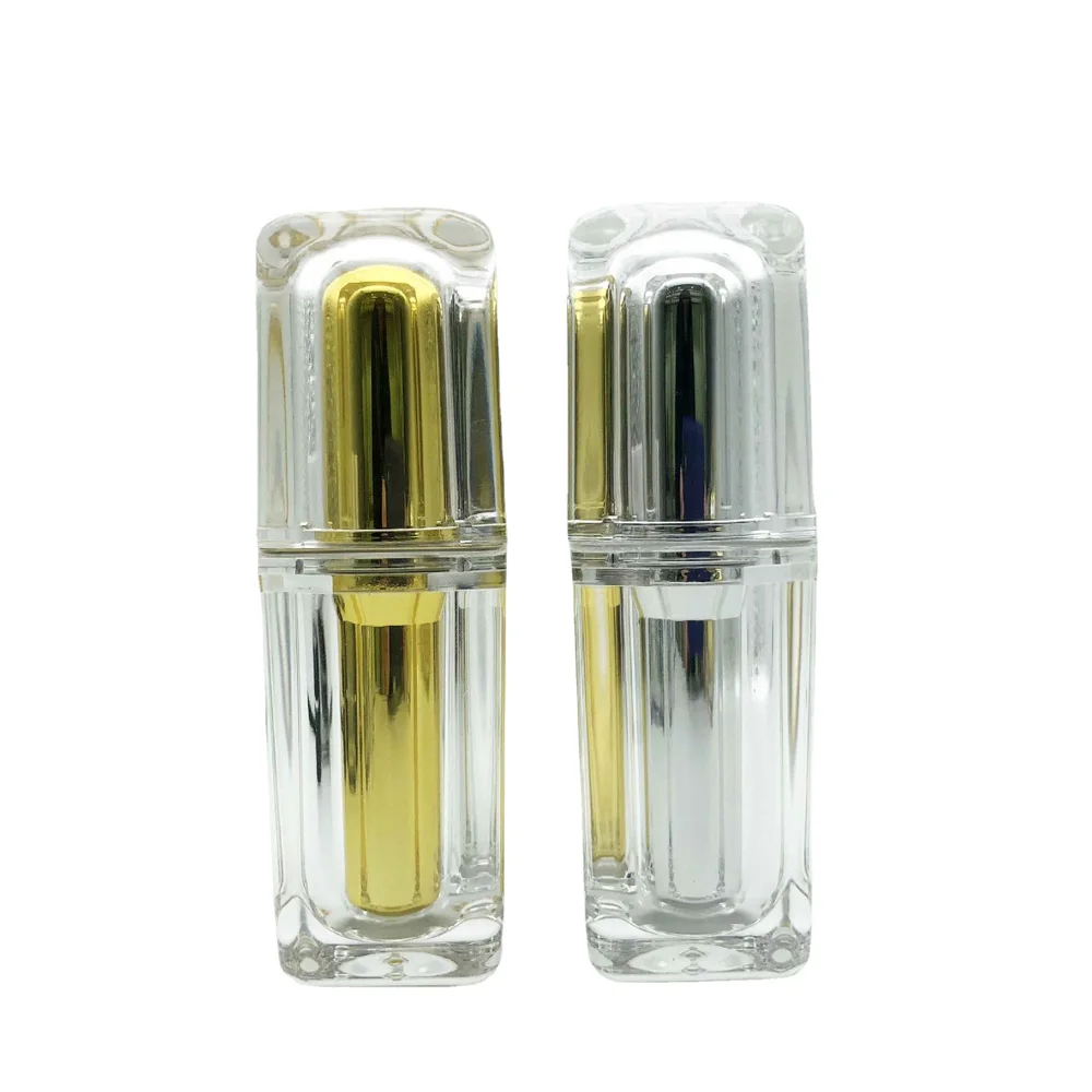 

50ml&100ml capacity gold&silver color square shape acrylic material Refillable Spray Perfume bottle with alumite perfume sprayer