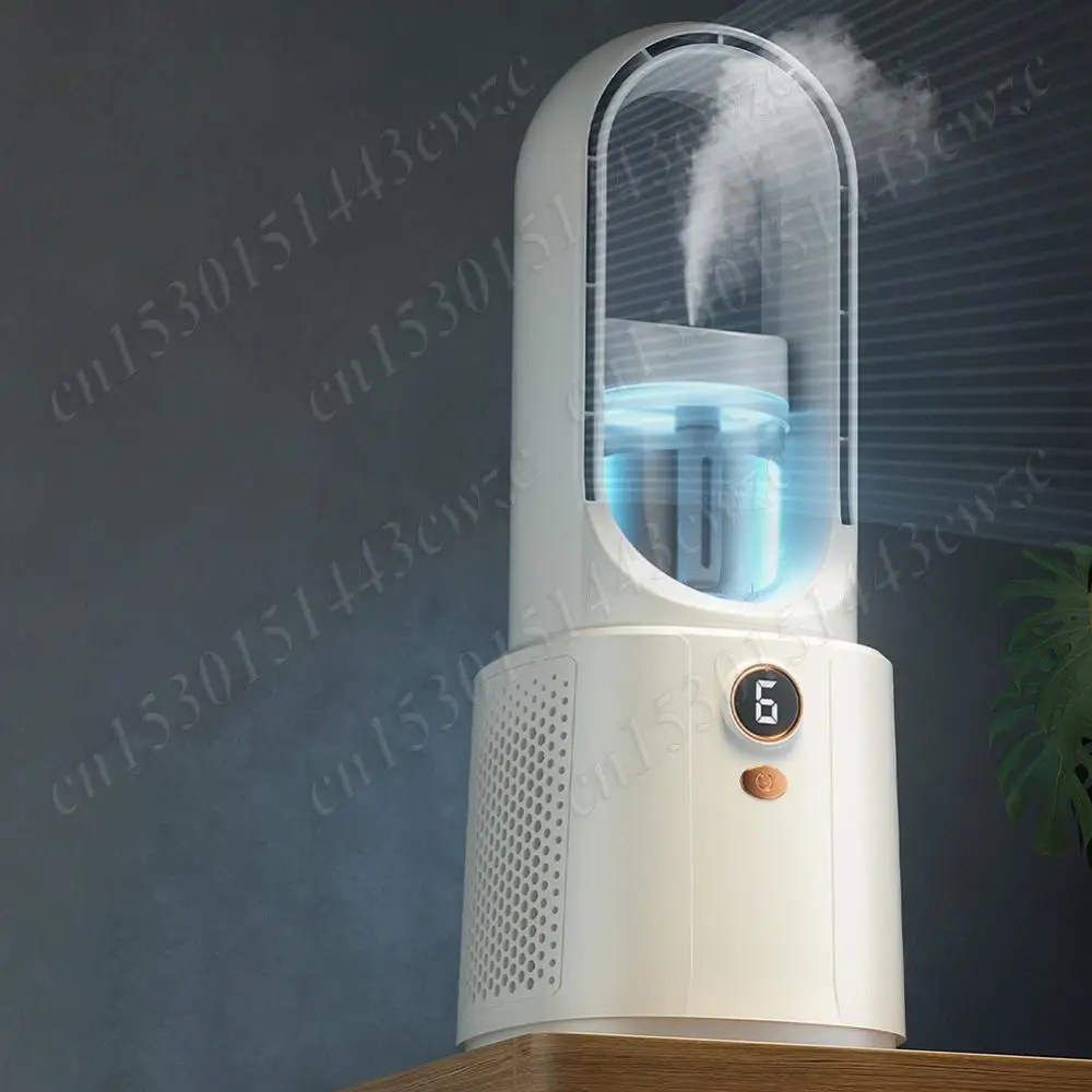 Description Picture 6 of itemMini Air Conditioner Fan Bladeless Fan 2200mAh Air Humidifier USB Fan with Night Light 5 Speeds Spray Air Cooler Desktop Fan