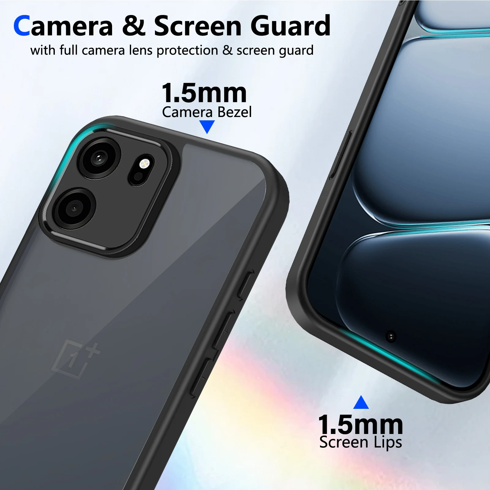 Matte Black Airbag Soft Edge Lens Protection PC Smartphone Case Cover