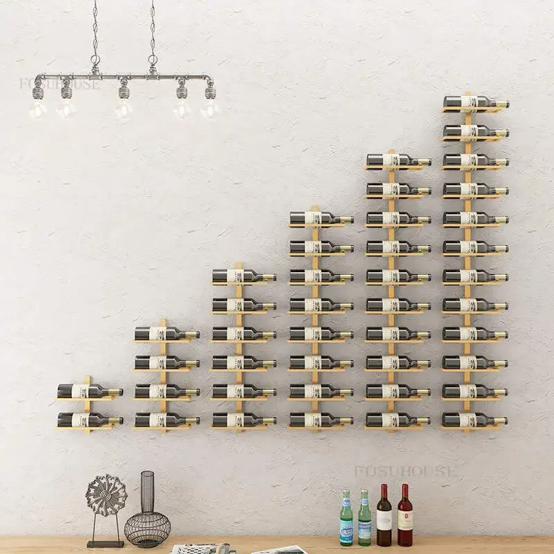 Light Luxury Iron Bar Cabinets Creative Home Wall-mounted Wine Rack Home Living Room Decoration Rack Red Wine Display Cabinet N