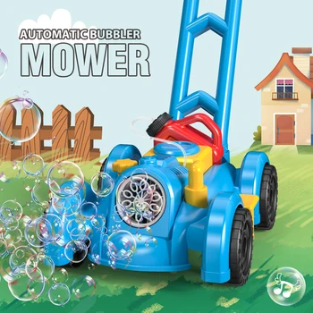 Children Bubble Lawn Mower, Electronic Bubble Blower, Outdoor Summer Push Backyard Gardening Toys, （No bubble solution） 2