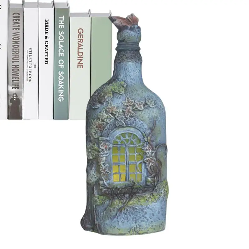 

Mini Castle Figurine Wine Bottle Shape Figurine Decor Portable Outdoor Garden Statues Figurines For Porch Lawn Yard Decorations