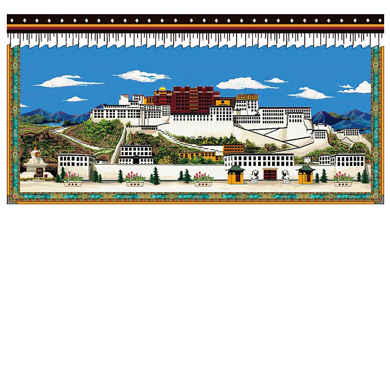 595-605- Potala Palace Hanging Cloth Painting Tibetan Ethnic Wind Background Cloth Bedside Decorative Mural Tapestry