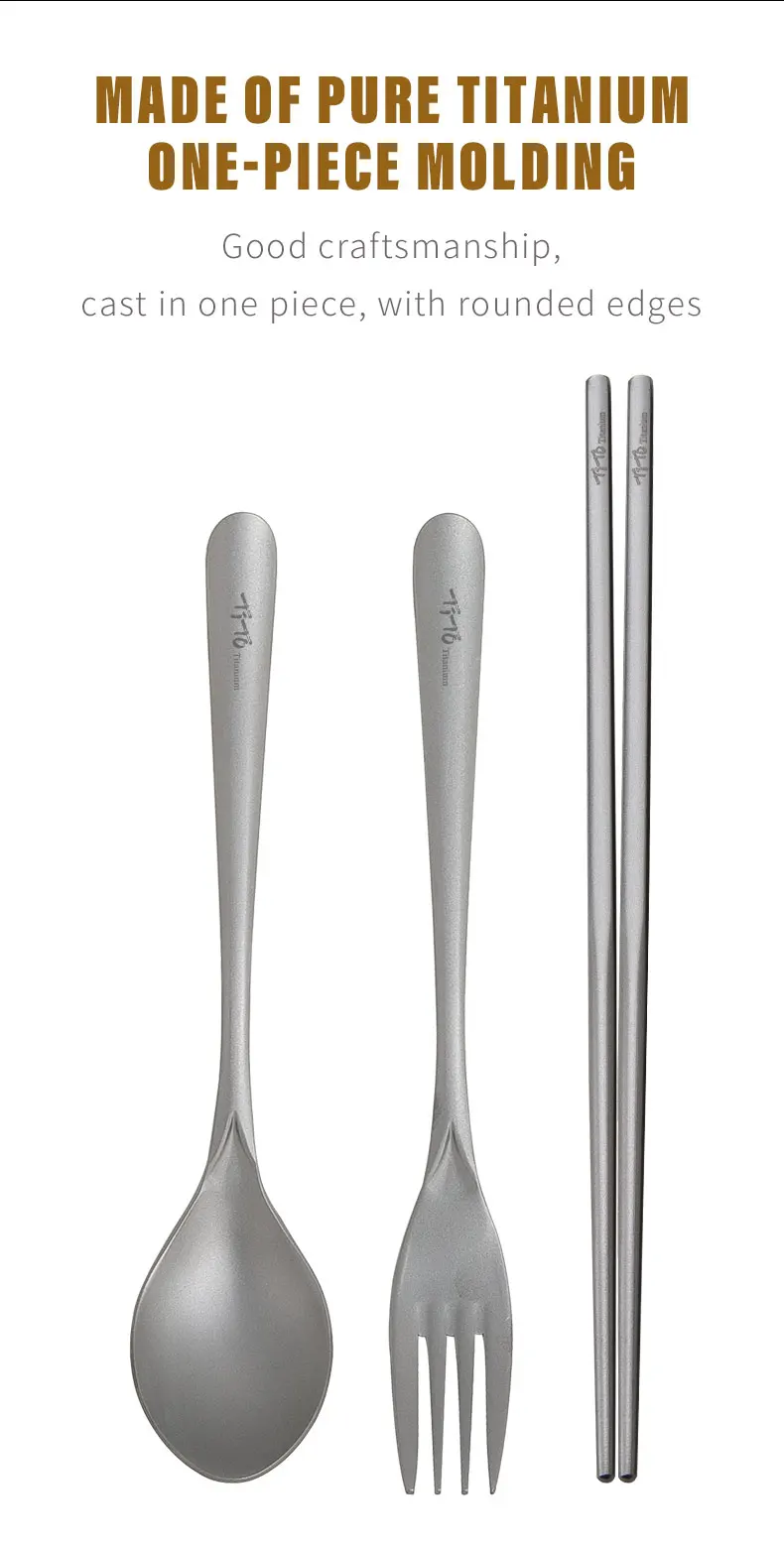 Titanium Camping Cutlery Set Portable Fork Spoon And Chopsticks_voghion.com