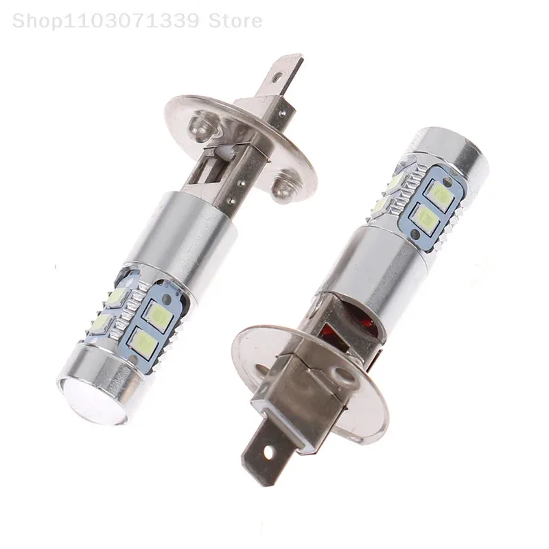 2개 H1 LED 자동차 헤드라이트 전구 8000K 100W 블루 브라이트 자동차 안개등, 배터리 없음