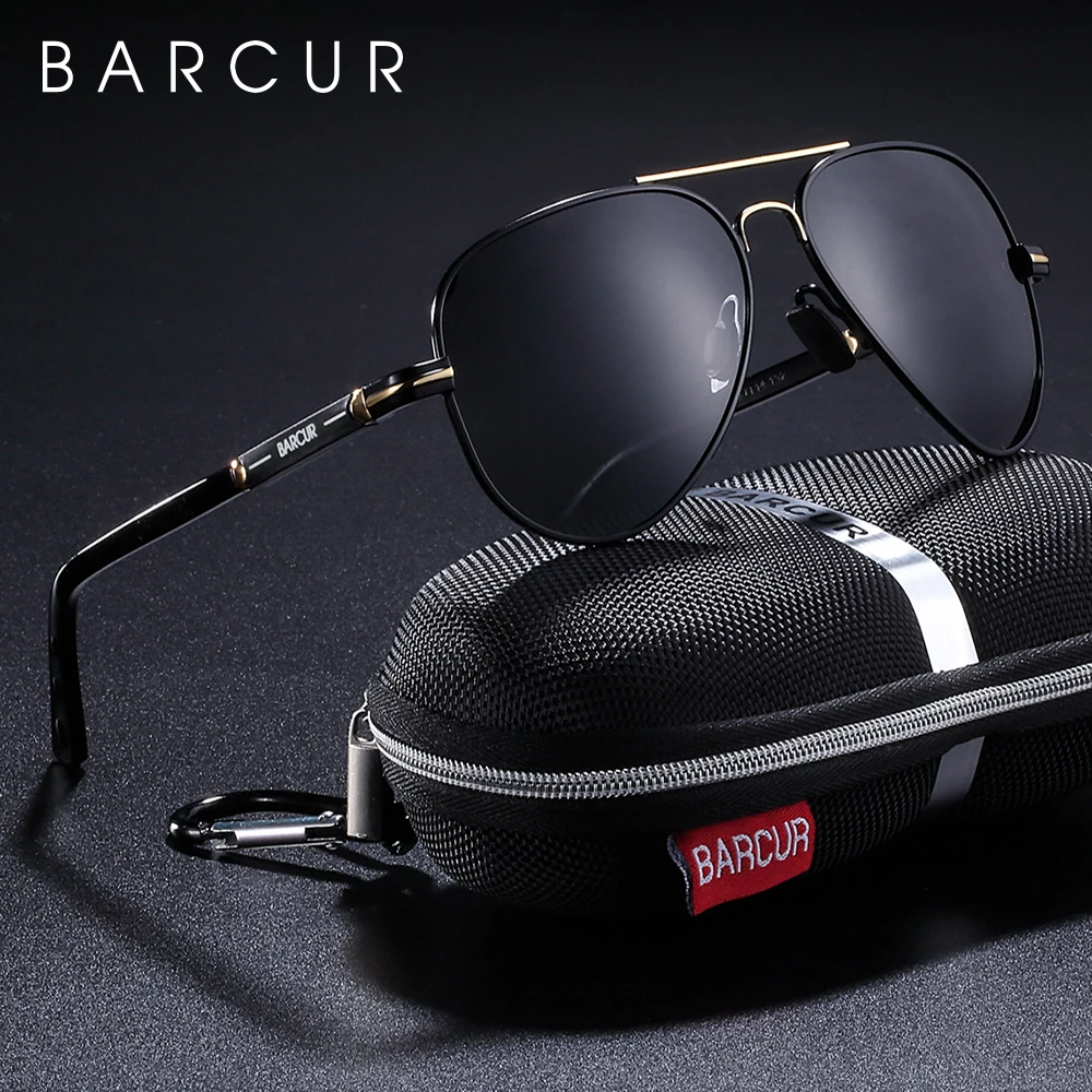 Barcur polarisierte herren sonnenbrille pilot sonnenbrille für männer zubehör fahren angeln, wandern brillen oculos gafas de sol – Detail 3