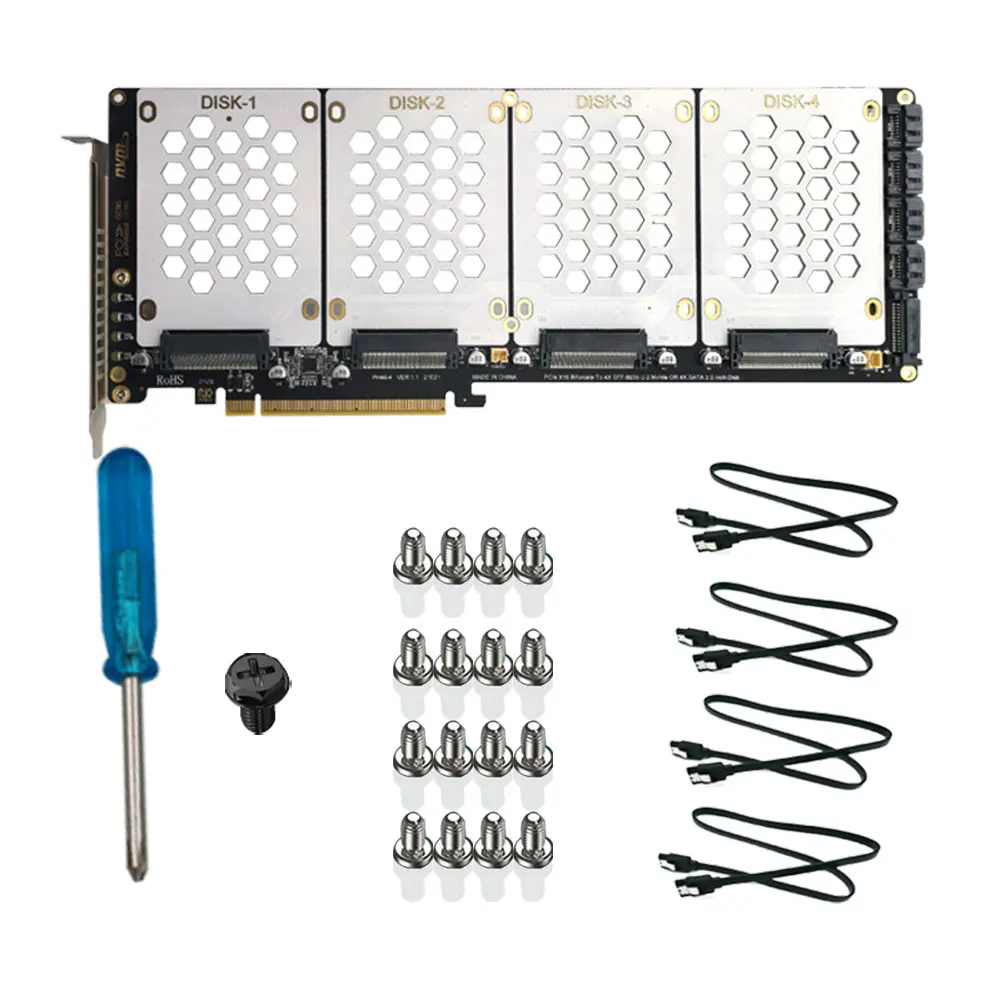 PCIe 4.0 16X SATA Adapter Card for PC Motherboard
