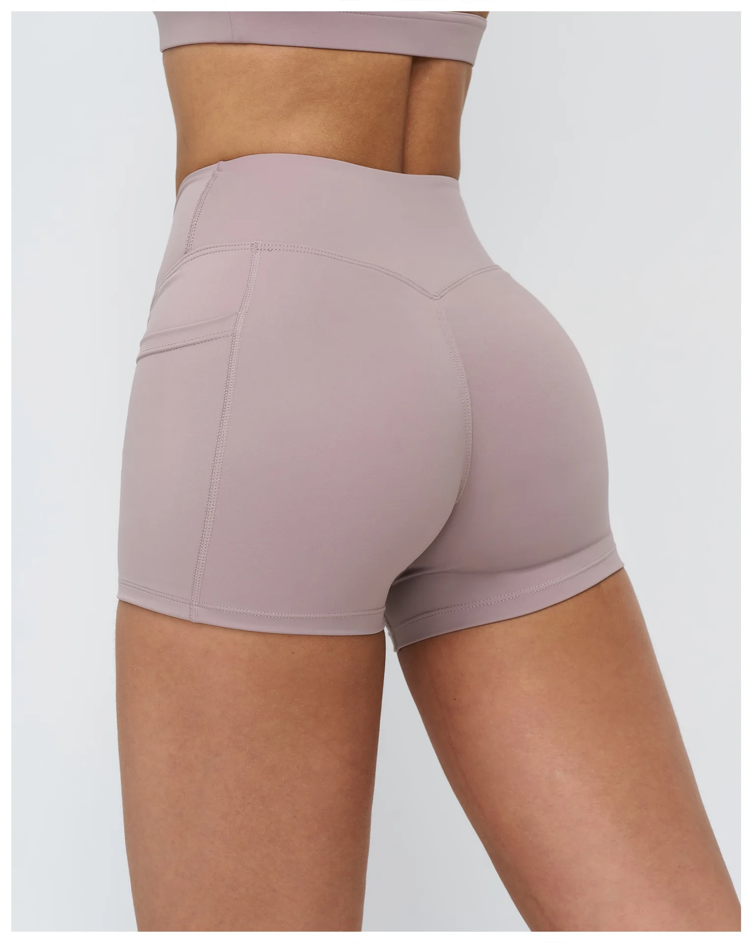 Legging Court Sport Femme Taille Haute avec Poches