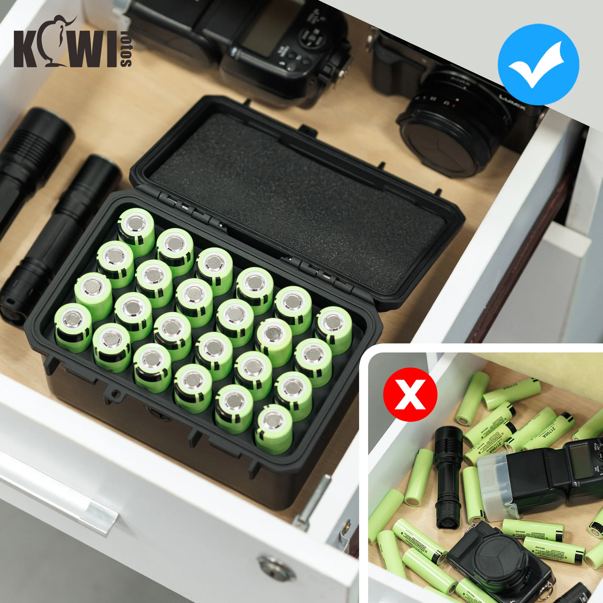 バッテリーホルダー 21700 /18650 ケース収納ボックスコンテナ IP67