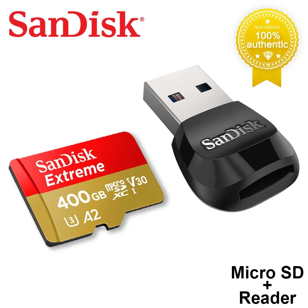 SanDisk A2 Extreme Micro SD Card MobileMate USB 3.0 microSD Card Reader Memory Cards C10, U3, V30, 4K TF Card for Camera Drone 