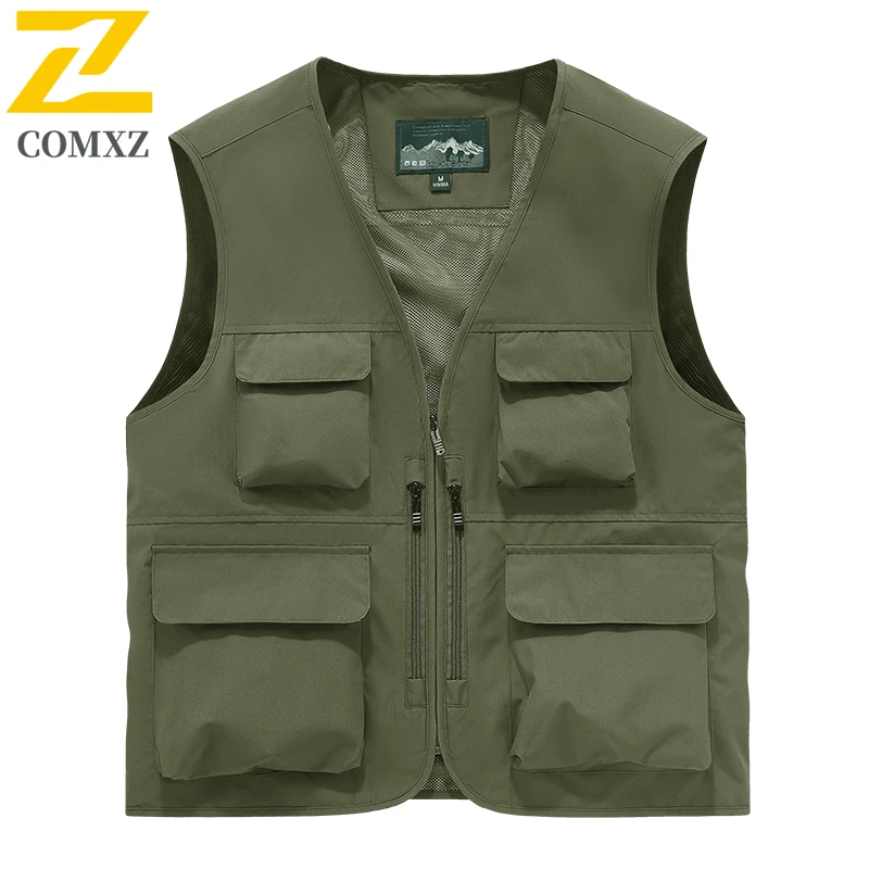 Men's Multi-Functional Outdoor Vest Photographer  Fishing Quick-Dry Sleeveless Jacket with Many Pocket System for Hiking Casual