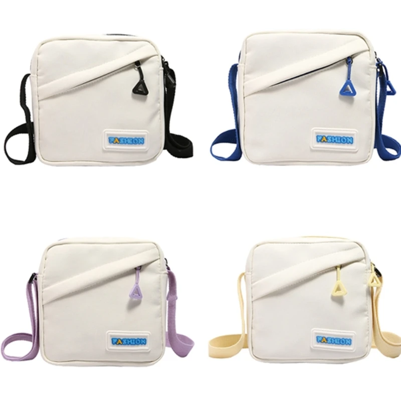 

Холщовая Сумка через плечо для мужчин и женщин, милая Компактная сумочка в японском стиле с цветными блоками, Модный повседневный студенческий кошелек на молнии