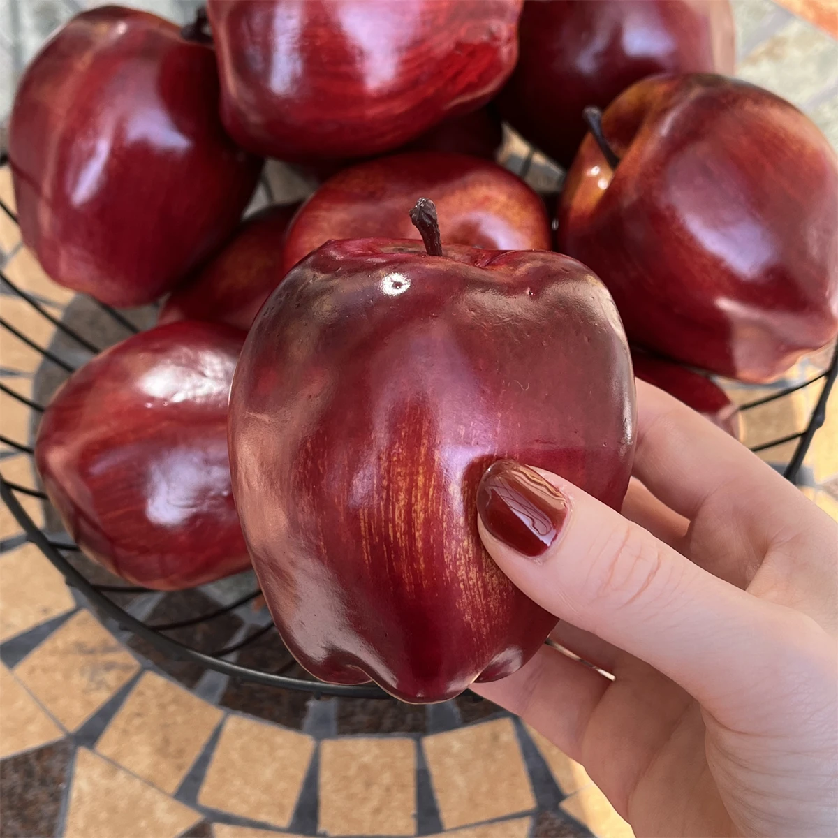 Simulation Red Ground Cherry Snake Fruit 6 PCS Artificial Delicious Red Apple Model Fake Fruit Plate Decoration Holiday Props artificial fruits and vegetables