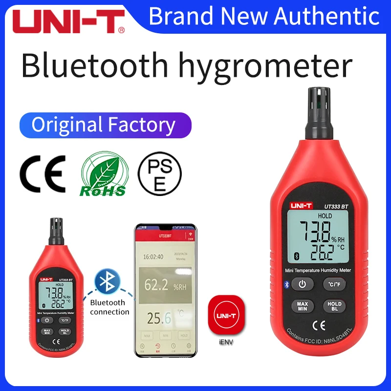 

UNI-T UT333BT Bluetooth Mini LCD Digital Air Temperature Humidity Meter Thermometer Hygrometer Gauge Tester UT333 Upgrade