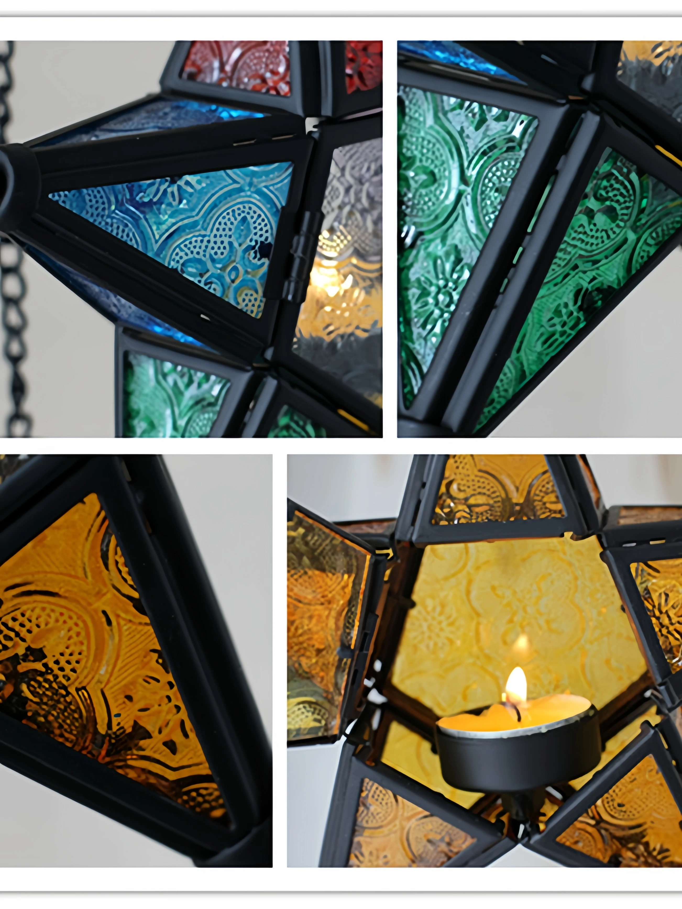 Nordic Style Creative Retro Hanging Star Lantern Hurricane Candleholder Garden Courtyard Ornaments Glass Candlestick - Image 6