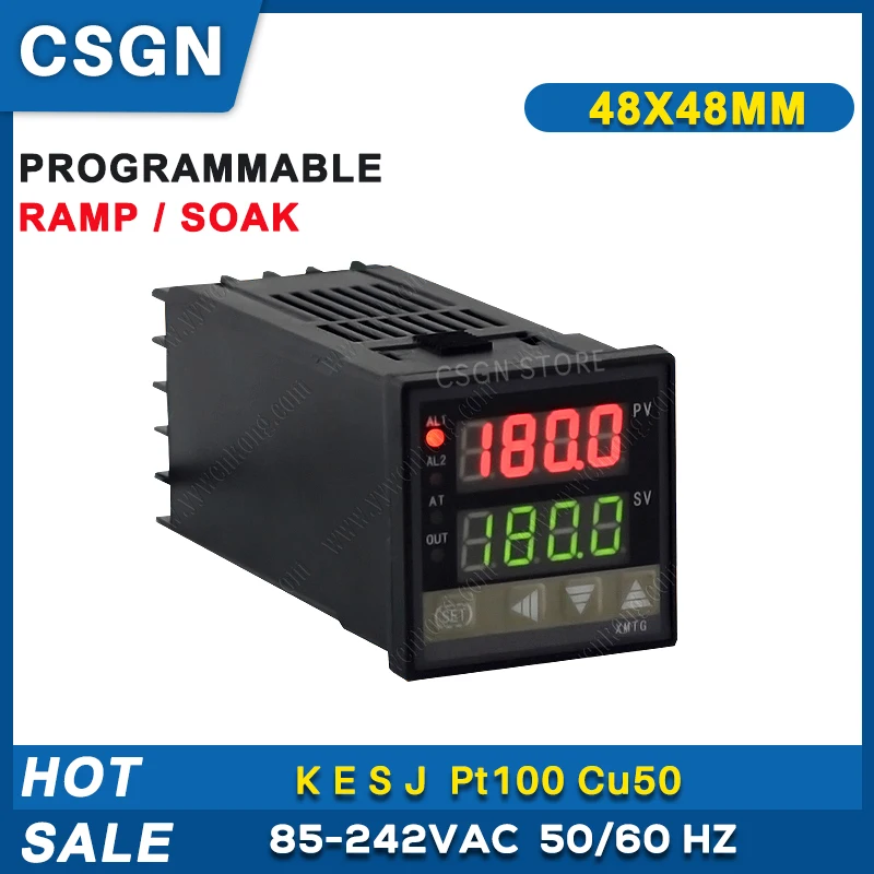 램프 소크 디지털 프로그래밍 가능 패드 온도 컨트롤러, 220V SSR 릴레이 출력, 48mm, 30 세그먼트 프로그램