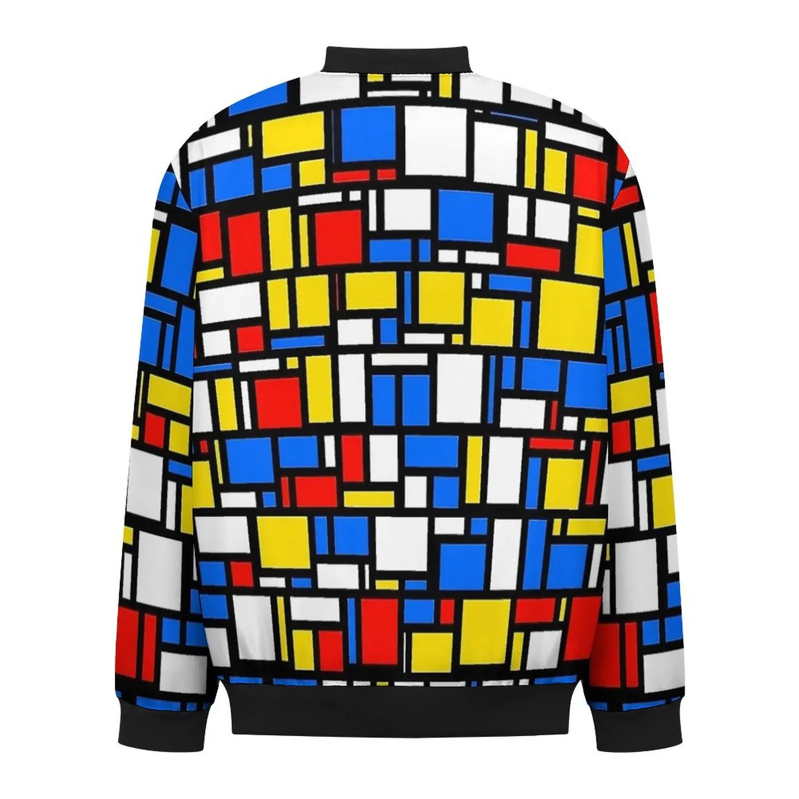 Mondrian Style Casual Jackets Checkerboard Waterproof Windbreak Man Design Coats Autumn Kawaii Outerwear Jacket Large Size 4