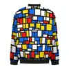 Mondrian Style Casual Jackets Checkerboard Waterproof Windbreak Man Design Coats Autumn Kawaii Outerwear Jacket Large Size 4