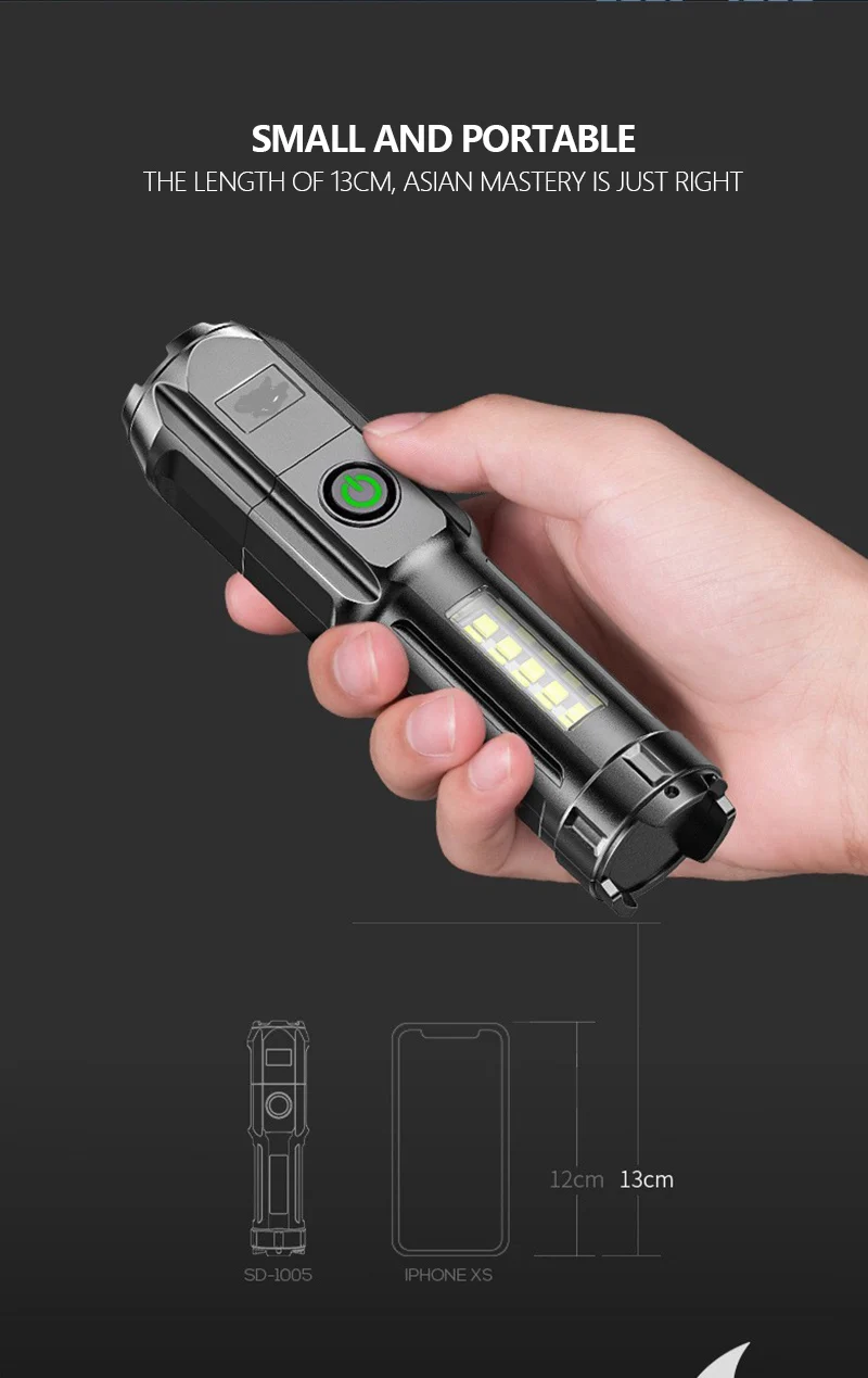 Description Picture 3 of itemFlashlight Portable Telescopic Led Rechargeable Usb Charging Lighting Flashlight Outdoor Lighting Lamp Spotlight Strong Light