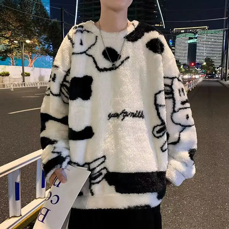 

2023 New Flannel Sweater Couple Men and Women's Autumn and Winter Loose T-shirt Comfortable, Soft, Cute, Versatile, Casual Trend