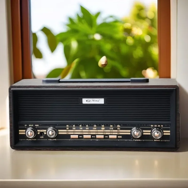Retro Portable Rechargeable Radio Vintage Wooden Bluetooth Speakers AM FM SW 3 Band Radio Card USB MP3 Player