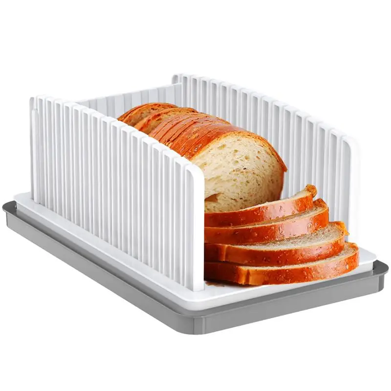 

Bread Slicer Cutter Mold Maker Slicing Cutting Guide Loaf Toast Kitchen Foldable Baking Slicer With Crumb Tray Food Cutter tools