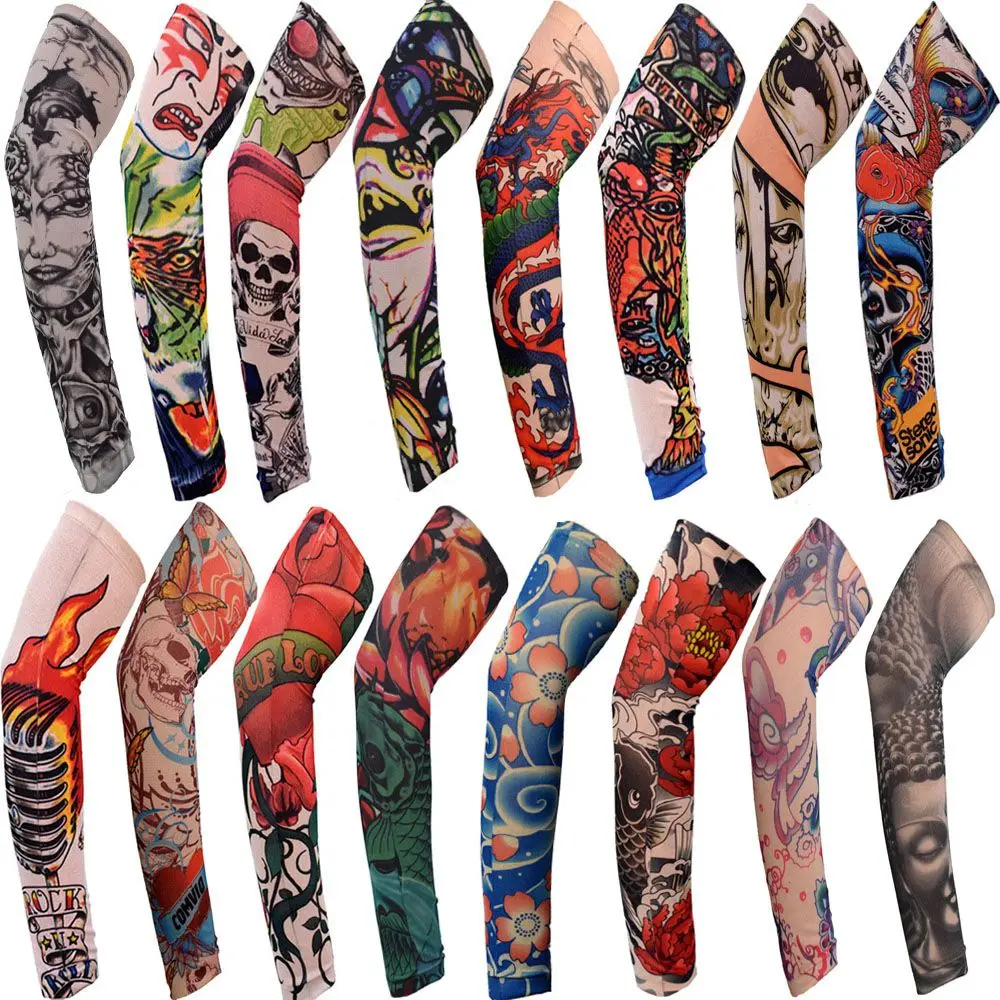 

23 Styles Tattoo Arm Sleeves Outdoor Sport Running Basketball Cycling UV Protection Sunscreen Arm Cover For Men Women