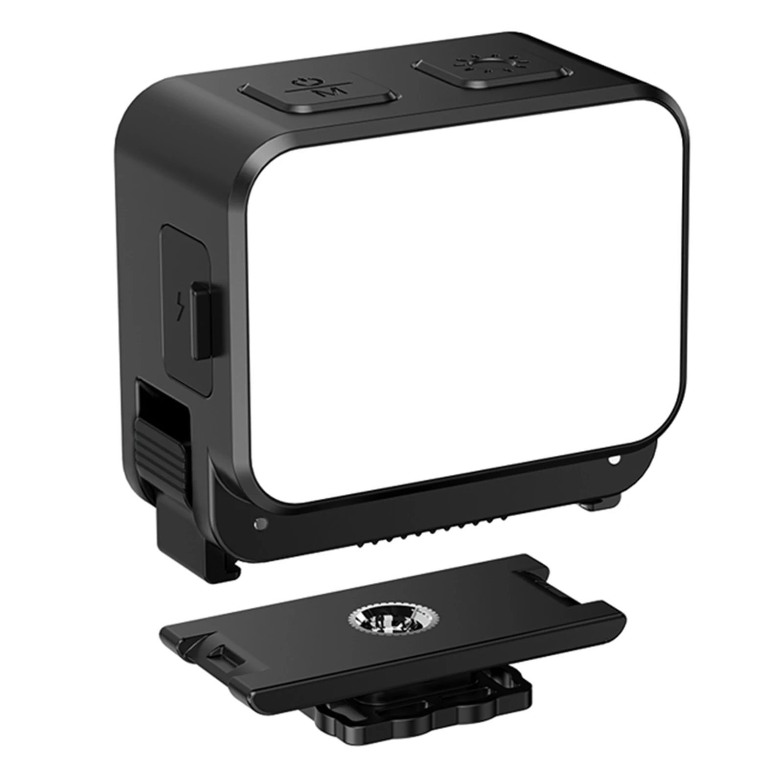 Lumière LED magnétique pour caméra action Osmo Nano 6 avec trois réglages de température de couleur, utilisée en extérieur.