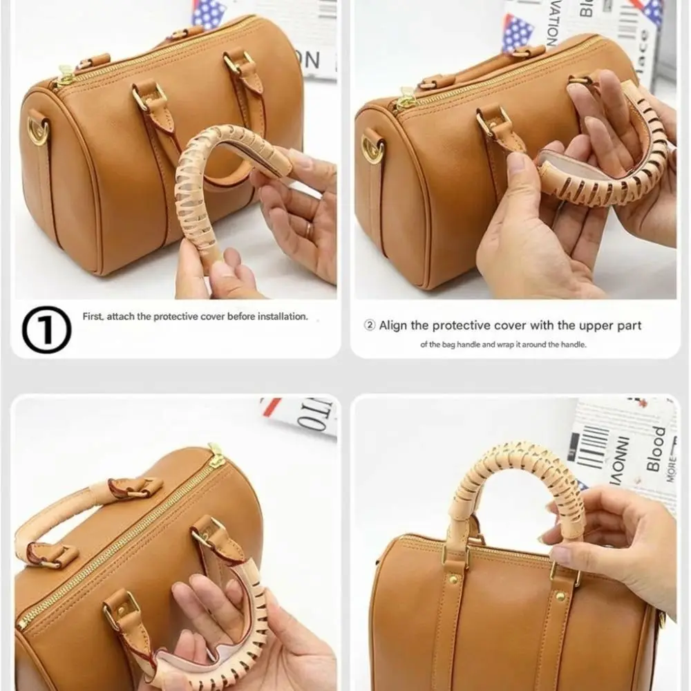 2Pcs/Set Soft Handbag Handle Leather Wrap Cover Leather Stain Resistant Purse Strap Cover Abrasion Resistan